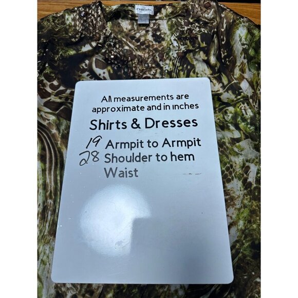 Chico's Women's Animal Print Embellished Elastic Waist Blouse Size 0 US S - Picture 10 of 10